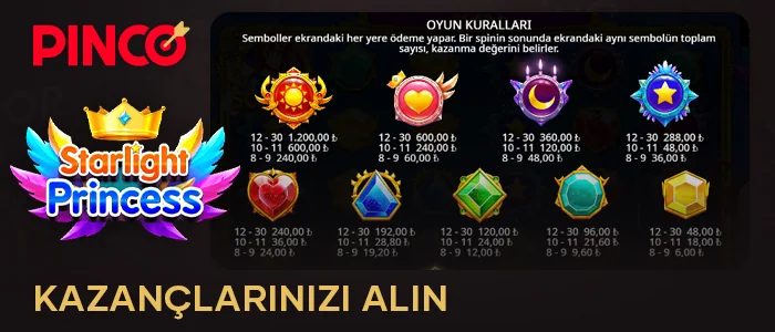 Starlight Princess'te Pinco'da kazançlarınızı alın