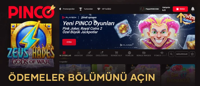 Pinco menüsünde Ödemeler düğmesine tıklayın
