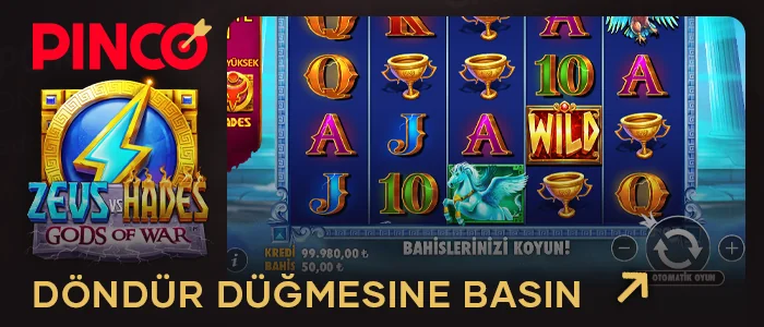 Pinco Casino web sitesinde Zeus vs Hades slotunda gerçek parayla spin yapın
